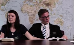 Mormon amateur gives her boyfriend a handjob in office