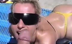 Blonde Gets A Facial While Tanning Pov