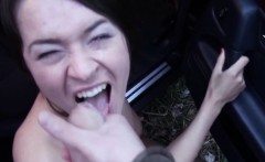 Pulled eurobabe facialized outdoors after car fuck