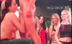 Blowjob on stage at CFNM orgy