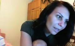Couple tries out their live webcam and she shows off her bo