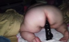 Bbw riding huge dildo that is black