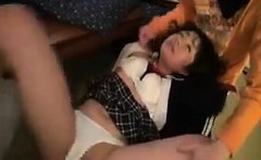 Sweet Japanese schoolgirl gets treated like a whore by two