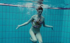 Hot big titted teen Lera swimming in the pool