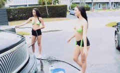 Hot teens washing cars and get banged to earn some cash