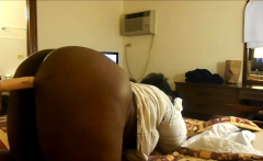 Ebony amateur rides fat cock at motel