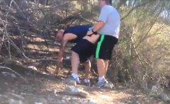 Bald gay twinks and his boi suck each others burrito outdoor