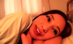 Japanese teen solo on bed