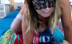 sexy girl with mask masturbates her pussy