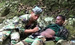 Uniformed twinks munching on army meat