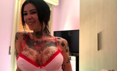 Busty Megan Inky shows off her ink during quarantine
