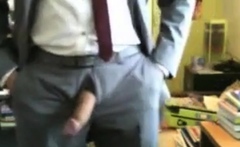 He shows us his new suits and he like to jerk off