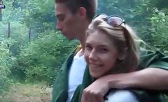 Wild girl gets laid in forest