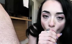 This TINY brand new 100lb brunette teen loves thick cock