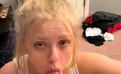 Cute blonde teen girlfriend awesome POV blowjob