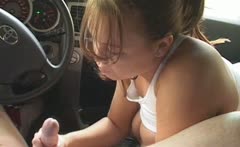 Busty Babe Handjobs Inside The Car