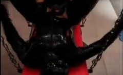 Fucking Latex Slave With A Strapon