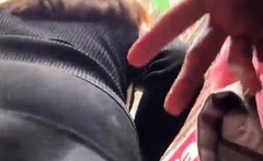 Horny amateur flashing ass in public