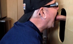 Cocksucking gloryhole DILF wakes up cock